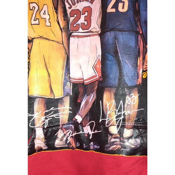 Jon Lauren Red Hoodie SWEATSHIRT Basketball Legends Kobe Jordan LeBron SMALL S - Picture 6 of 16